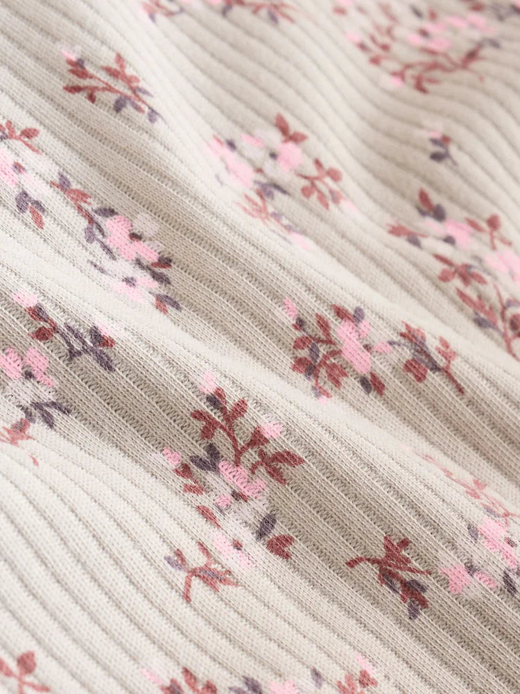 |BabyGirl| Pacote Com 5 Macacões De Manga Comprida Para Bebês, Estampados Com Estampa floral, marrom caramelo