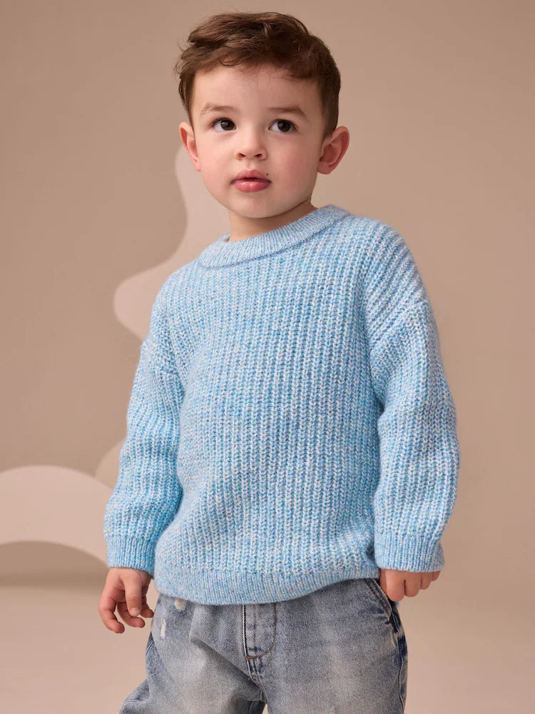 |Boy| Blusa De Gola Redonda De Malha Azul (3 meses a 7 anos)