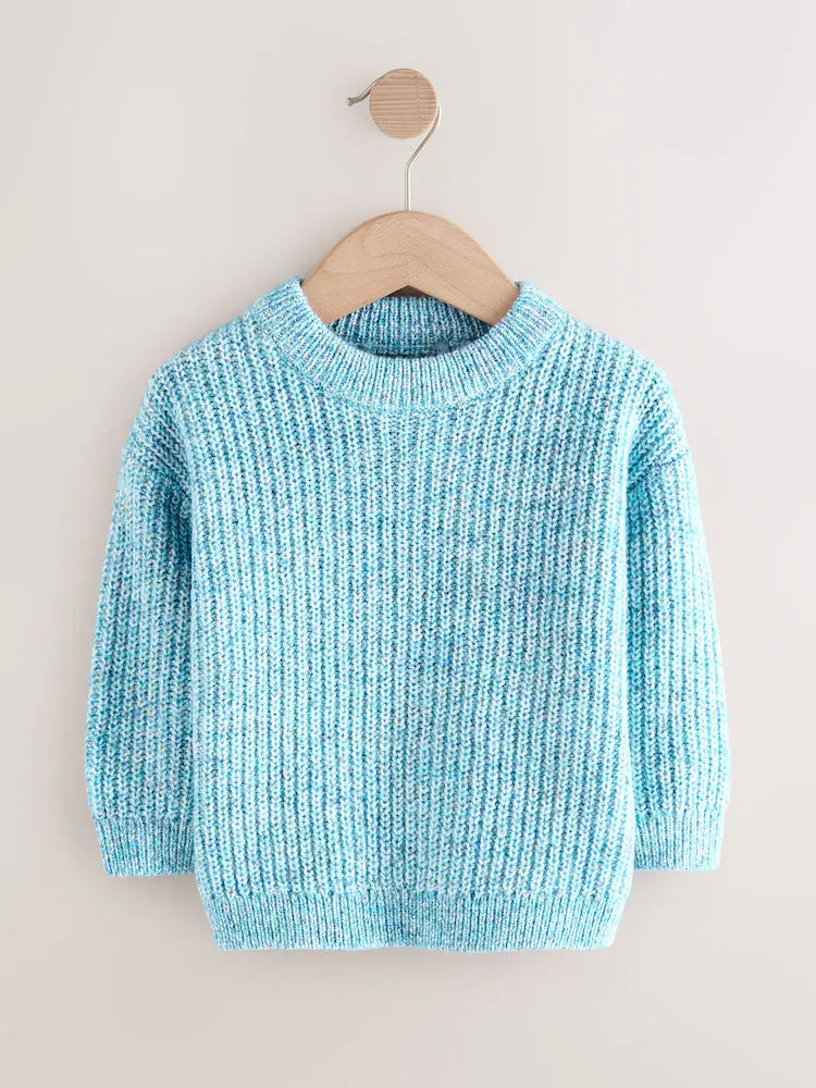 |Boy| Blusa De Gola Redonda De Malha Azul (3 meses a 7 anos)