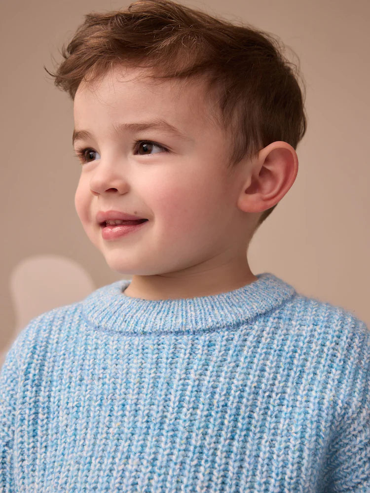 |Boy| Blusa De Gola Redonda De Malha Azul (3 meses a 7 anos)