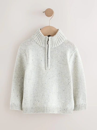 |Boy| Blusa De Tricô Neutra Com Zíper De Um Quarto (3 meses a 7 anos)