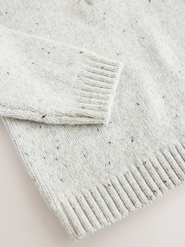 |Boy| Blusa De Tricô Neutra Com Zíper De Um Quarto (3 meses a 7 anos)