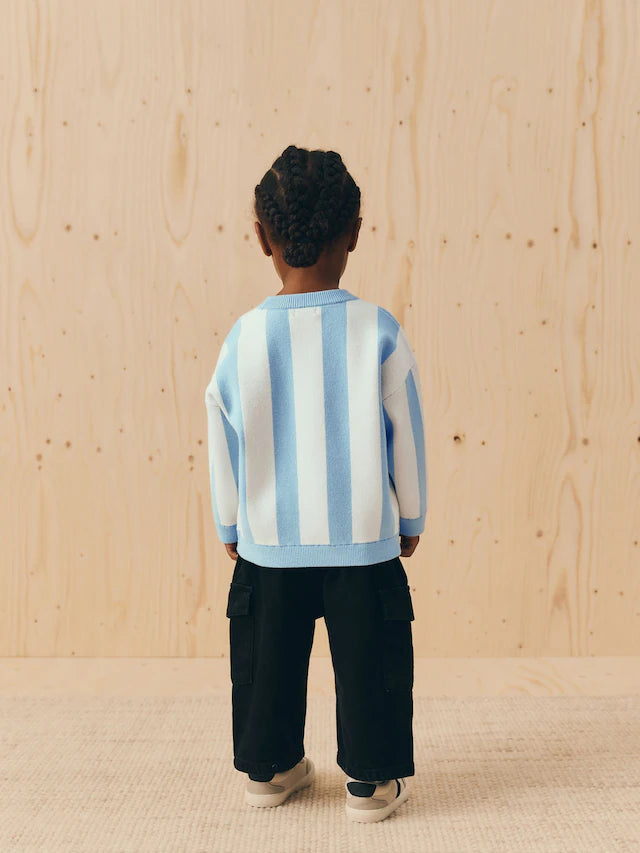 |Girl| Blusa De Gola Redonda De Malha Azul Claro (3 meses a 7 anos)