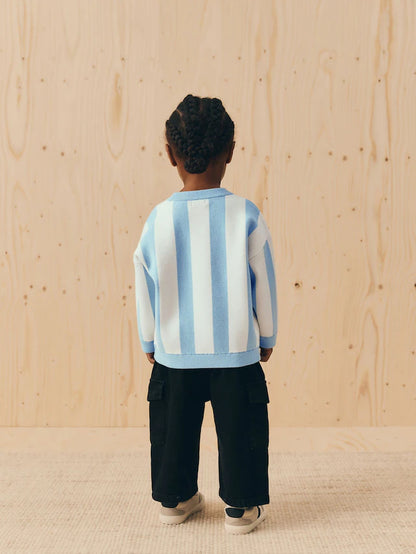 |Girl| Blusa De Gola Redonda De Malha Azul Claro (3 meses a 7 anos)