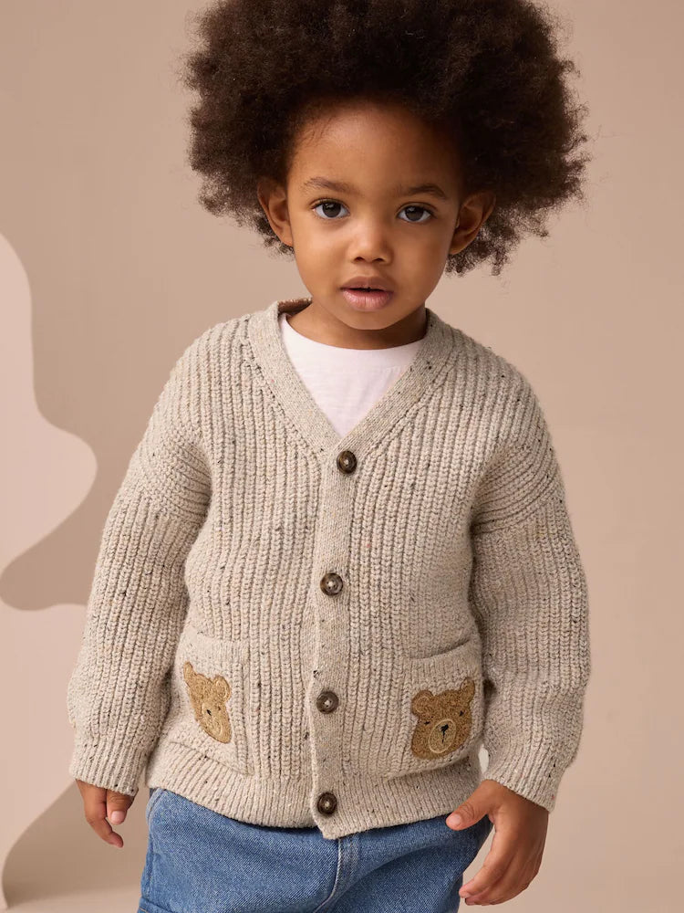 |Boy| Cardigan Com Estampa De Ursos Neutros (3 meses a 7 anos)