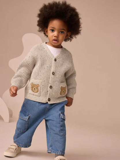 |Boy| Cardigan Com Estampa De Ursos Neutros (3 meses a 7 anos)
