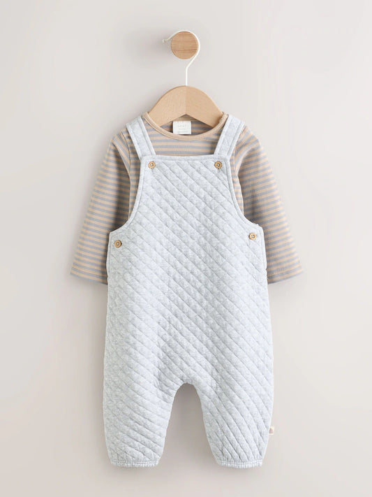 |BabyBoy| Conjunto De Macacão e Macacão Acolchoado De Malha Cinza Para Bebê (0 meses a 2 anos)