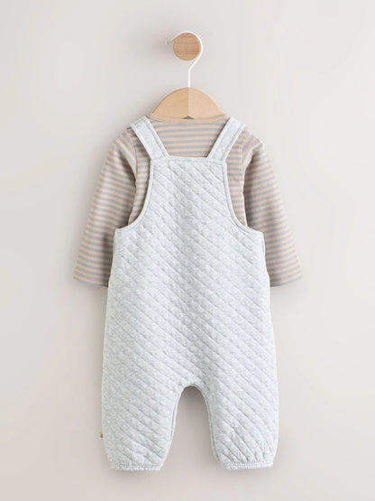 |BabyBoy| Conjunto De Macacão e Macacão Acolchoado De Malha Cinza Para Bebê (0 meses a 2 anos)