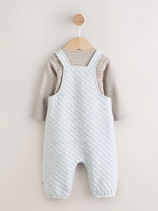 |BabyBoy| Conjunto De Macacão e Macacão Acolchoado De Malha Cinza Para Bebê (0 meses a 2 anos)