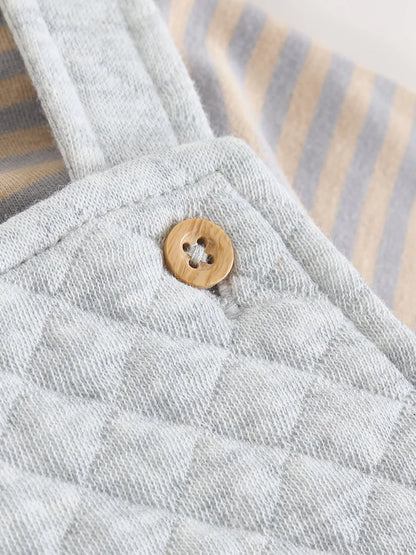 |BabyBoy| Conjunto De Macacão e Macacão Acolchoado De Malha Cinza Para Bebê (0 meses a 2 anos)