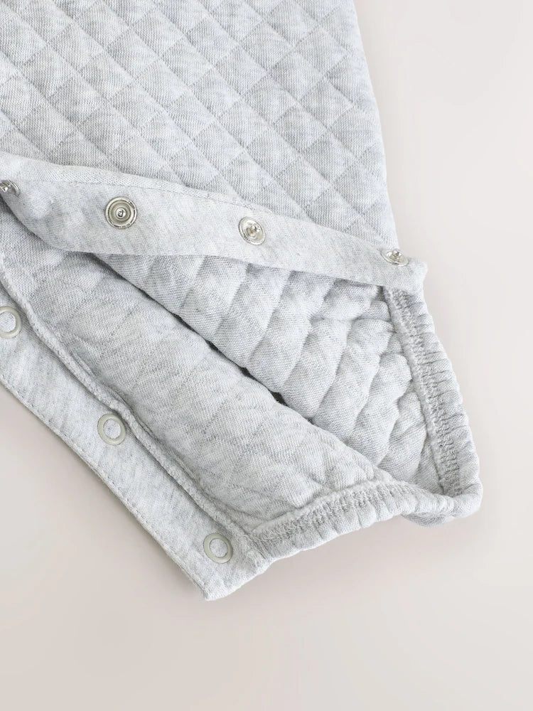 |BabyBoy| Conjunto De Macacão e Macacão Acolchoado De Malha Cinza Para Bebê (0 meses a 2 anos)