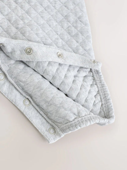 |BabyBoy| Conjunto De Macacão e Macacão Acolchoado De Malha Cinza Para Bebê (0 meses a 2 anos)