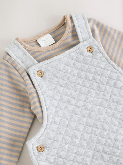 |BabyBoy| Conjunto De Macacão e Macacão Acolchoado De Malha Cinza Para Bebê (0 meses a 2 anos)