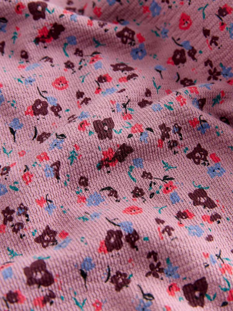 |BigGirl| Calças Largas Com Estampa Floral Rosa-Berry (3-16 anos)