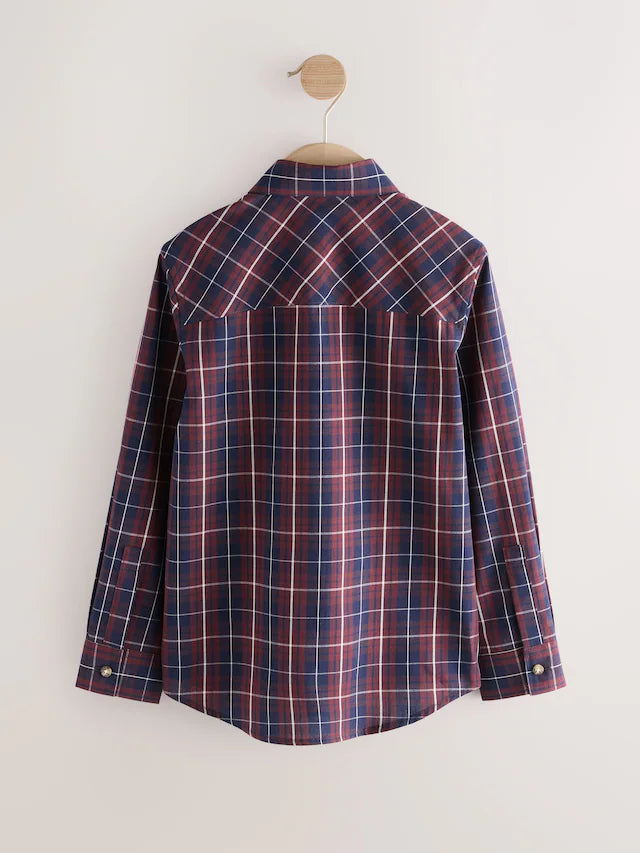 |BigBoy| Camisa Xadrez De Algodão Manga Comprida Roxo Ameixa (3-16 anos)