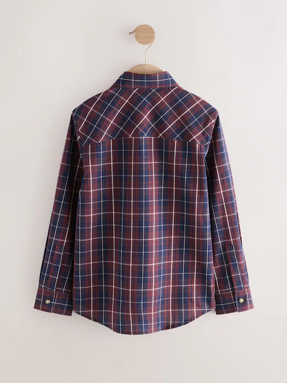 |BigBoy| Camisa Xadrez De Algodão Manga Comprida Roxo Ameixa (3-16 anos)