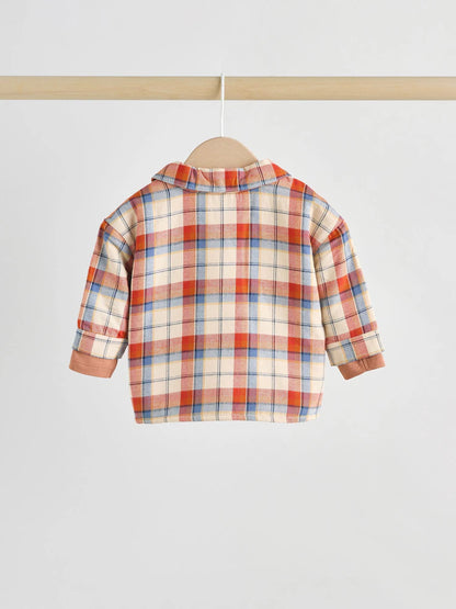 |BabyBoy| Conjunto De 3 Peças De Blusa e Calça Shacket Marrom/Azul Marinho Para Bebê (0 meses a 2 anos)