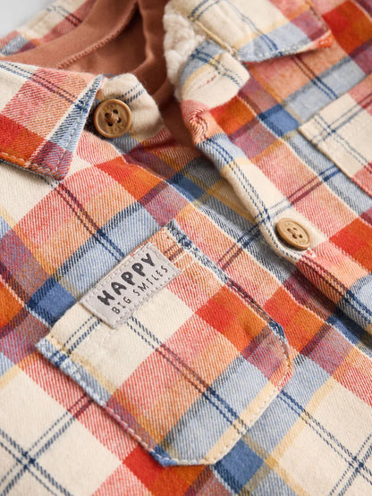 |BabyBoy| Conjunto De 3 Peças De Blusa e Calça Shacket Marrom/Azul Marinho Para Bebê (0 meses a 2 anos)