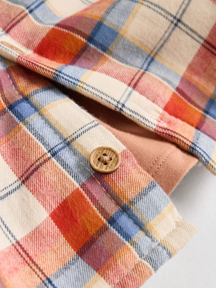 |BabyBoy| Conjunto De 3 Peças De Blusa e Calça Shacket Marrom/Azul Marinho Para Bebê (0 meses a 2 anos)