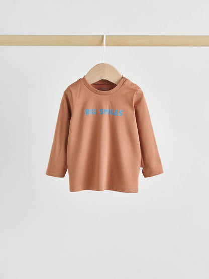 |BabyBoy| Conjunto De 3 Peças De Blusa e Calça Shacket Marrom/Azul Marinho Para Bebê (0 meses a 2 anos)