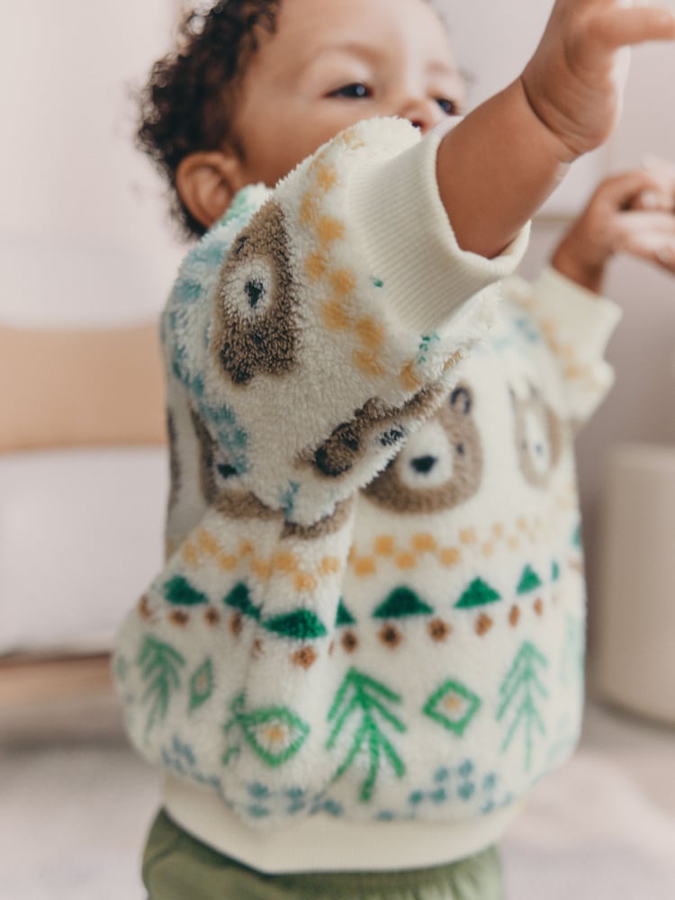 |BabyBoy| Conjunto De Blusa De Lã e Calça De Moletom Green Bear Fairisle Baby (0 meses a 2 anos)