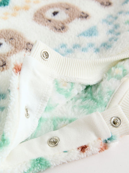 |BabyBoy| Conjunto De Blusa De Lã e Calça De Moletom Green Bear Fairisle Baby (0 meses a 2 anos)