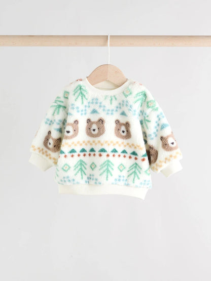 |BabyBoy| Conjunto De Blusa De Lã e Calça De Moletom Green Bear Fairisle Baby (0 meses a 2 anos)