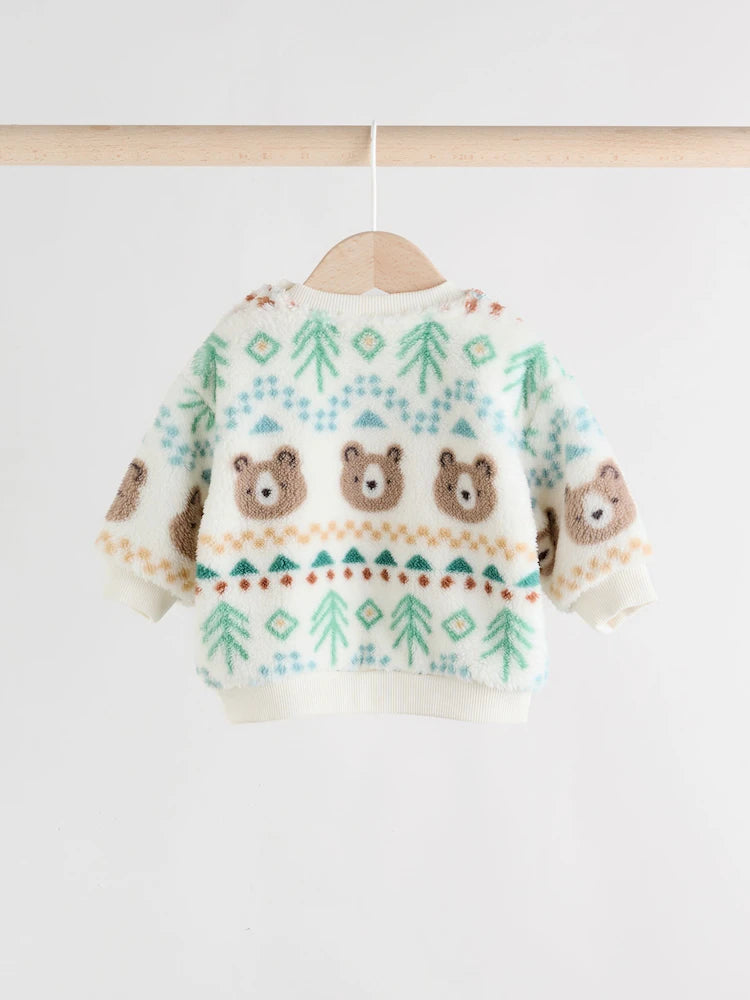 |BabyBoy| Conjunto De Blusa De Lã e Calça De Moletom Green Bear Fairisle Baby (0 meses a 2 anos)