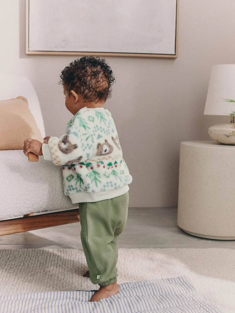 |BabyBoy| Conjunto De Blusa De Lã e Calça De Moletom Green Bear Fairisle Baby (0 meses a 2 anos)