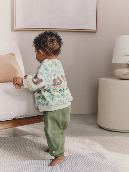 |BabyBoy| Conjunto De Blusa De Lã e Calça De Moletom Green Bear Fairisle Baby (0 meses a 2 anos)
