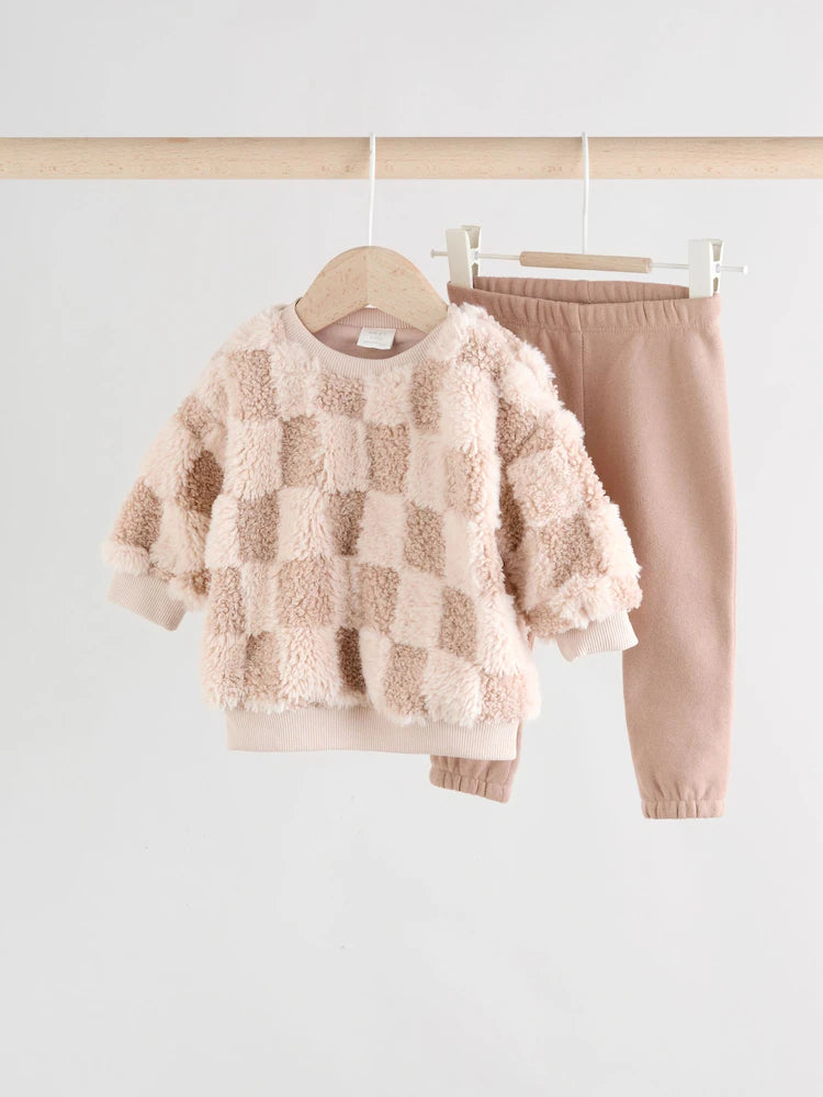 |BabyBoy| Conjunto De Blusa e Calça De Moletom Xadrez Neutro Para Bebês (0 meses a 2 anos)