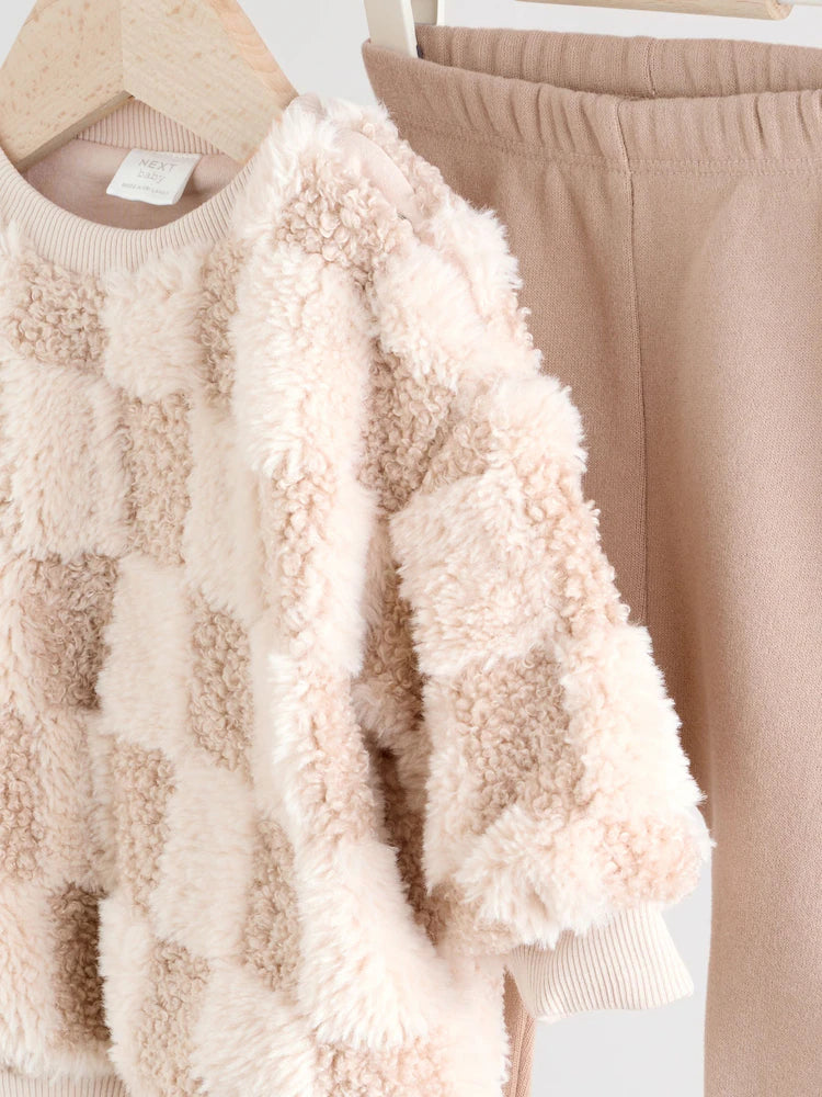 |BabyBoy| Conjunto De Blusa e Calça De Moletom Xadrez Neutro Para Bebês (0 meses a 2 anos)