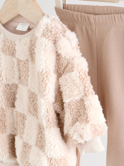 |BabyBoy| Conjunto De Blusa e Calça De Moletom Xadrez Neutro Para Bebês (0 meses a 2 anos)