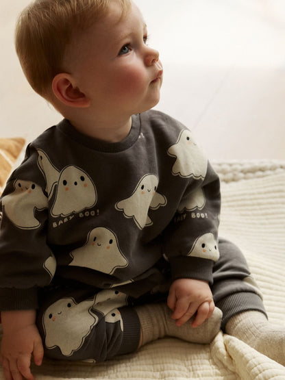 |BabyBoy| Conjunto De Moletom e Calça De Moletom Mono Ghost Baby Halloween (0 meses a 3 anos)