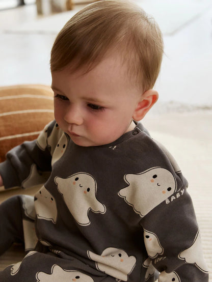 |BabyBoy| Conjunto De Moletom e Calça De Moletom Mono Ghost Baby Halloween (0 meses a 3 anos)