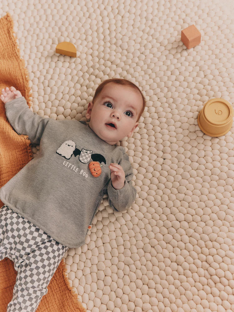 |BabyGirl| Conjunto De Blusa e Leggings De Halloween Para Bebês Com Personagens Pretos e brancos (0 meses a 2 anos)