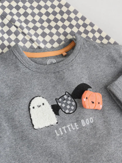 |BabyGirl| Conjunto De Blusa e Leggings De Halloween Para Bebês Com Personagens Pretos e brancos (0 meses a 2 anos)
