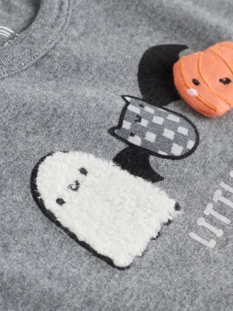 |BabyGirl| Conjunto De Blusa e Leggings De Halloween Para Bebês Com Personagens Pretos e brancos (0 meses a 2 anos)