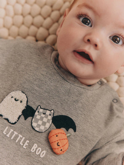|BabyGirl| Conjunto De Blusa e Leggings De Halloween Para Bebês Com Personagens Pretos e brancos (0 meses a 2 anos)