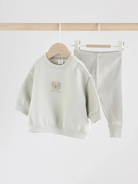 |BabyBoy| Conjunto De Moletom Com Capuz e Leggings Grey Bear Para Bebê (0 meses a 2 anos)