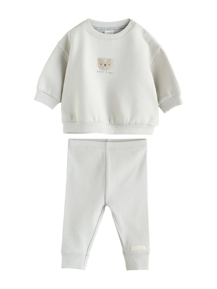 |BabyBoy| Conjunto De Moletom Com Capuz e Leggings Grey Bear Para Bebê (0 meses a 2 anos)