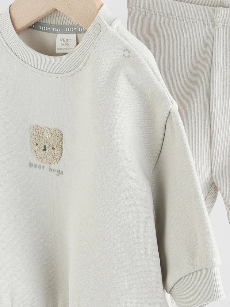 |BabyBoy| Conjunto De Moletom Com Capuz e Leggings Grey Bear Para Bebê (0 meses a 2 anos)