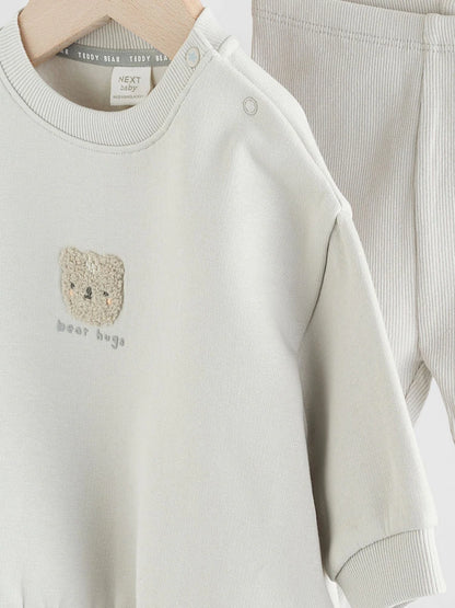 |BabyBoy| Conjunto De Moletom Com Capuz e Leggings Grey Bear Para Bebê (0 meses a 2 anos)