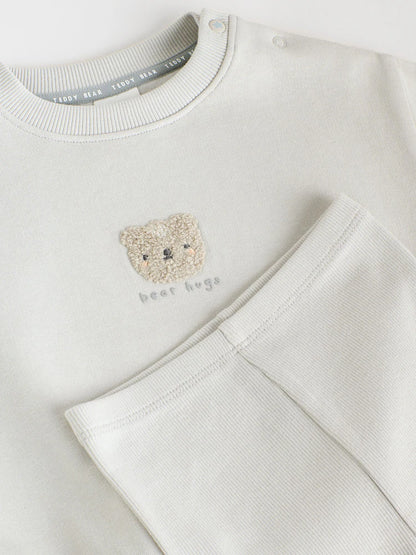 |BabyBoy| Conjunto De Moletom Com Capuz e Leggings Grey Bear Para Bebê (0 meses a 2 anos)