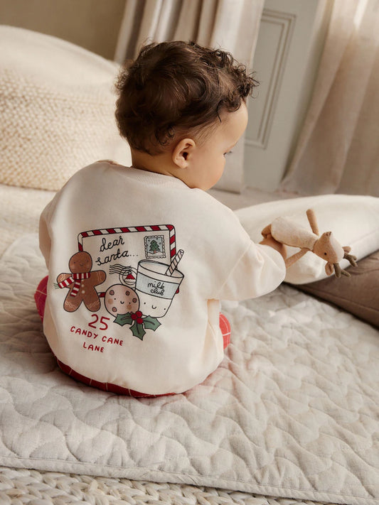 |BabyBoy| Conjunto De Moletom e Calça De Moletom Natalina Com Estampa Gráfica Vermelha Para Bebê (0 meses a 2 anos)