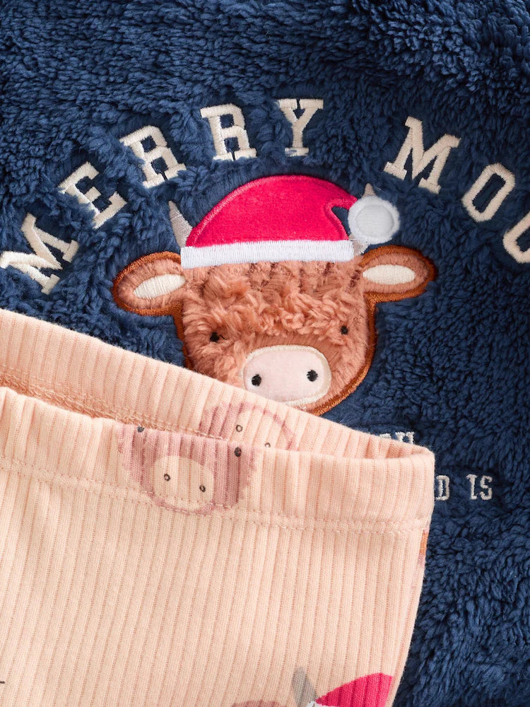 |BabyBoy| Conjunto De Blusa e Leggings De Lã Hamish Para Bebê, Azul Marinho, De Natal (0 meses a 3 anos)