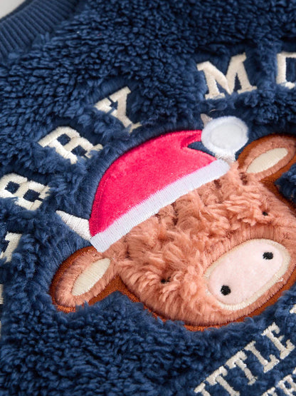 |BabyBoy| Conjunto De Blusa e Leggings De Lã Hamish Para Bebê, Azul Marinho, De Natal (0 meses a 3 anos)