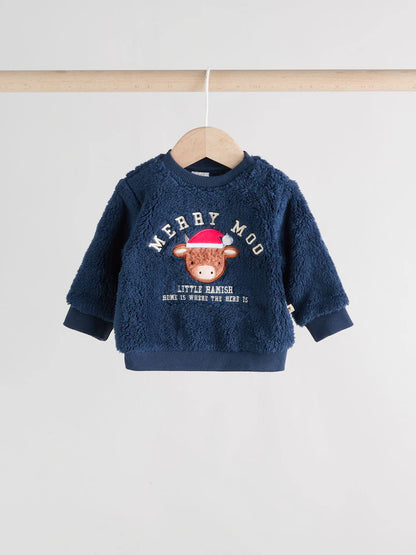 |BabyBoy| Conjunto De Blusa e Leggings De Lã Hamish Para Bebê, Azul Marinho, De Natal (0 meses a 3 anos)
