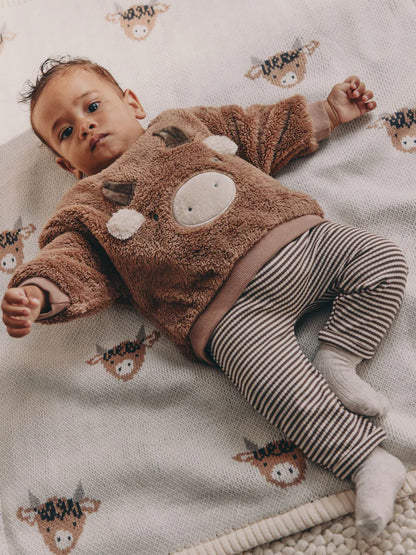 |BabyBoy| Conjunto De Moletom e Legging De Lã Hamish Marrom Para Bebê (0 meses a 2 anos)