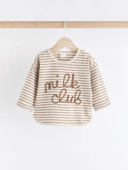 |BabyBoy| Camisetas De Manga Comprida Para Bebês Neutral Milk Club 100% Algodão, Pacote com 3 (0 meses a 2 anos)